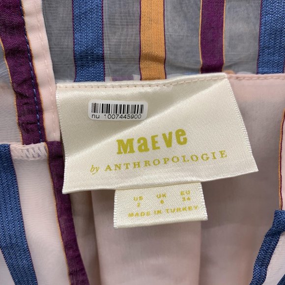 Anthropologie Maeve Shirt Women 2 Ladies Multi Colors Outdoors Casual Striped - Picture 2 of 11
